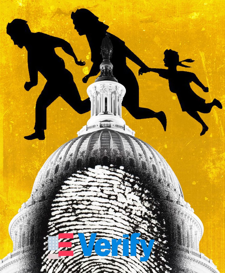 E-Verify to stop illegal immigrants from getting jobs illustration by Linas Garsys / The Washington Times