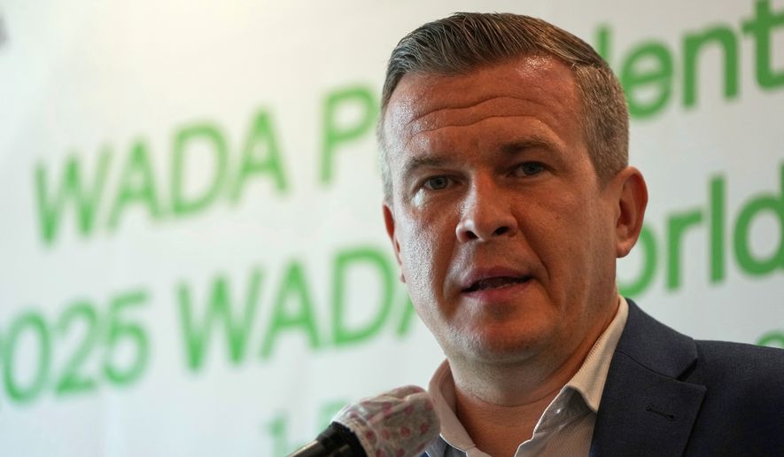 President of the World Anti-Doping Agency (WADA) Witold Banka speaks during a press briefing for the upcoming 2025 WADA World Conference on Doping in Sports, in Seoul, South Korea, Tuesday, Aug. 26, 2025. (AP Photo/Lee Jin-man, file)
