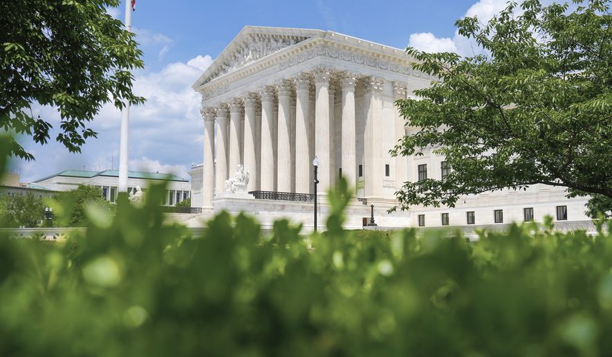 The U.S. Supreme Court is seen Thursday, June 11, 2026, in Washington. (AP Photo/Mariam Zuhaib)