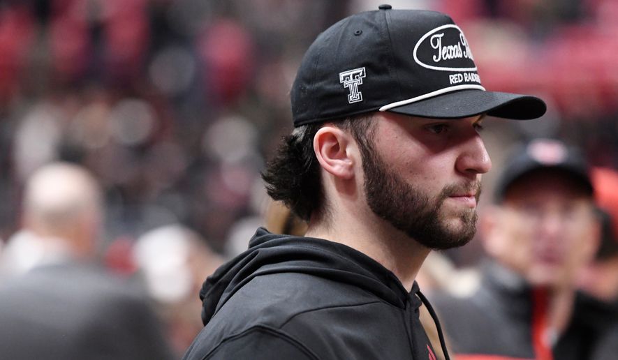 Cincinnati transfer and future Texas Tech quarterback Brendan Sorsby attends an NCAA college basketball game between Texas Tech and Houston, Jan. 24, 2026, in Lubbock, Texas. (AP Photo/Annie Rice, File)