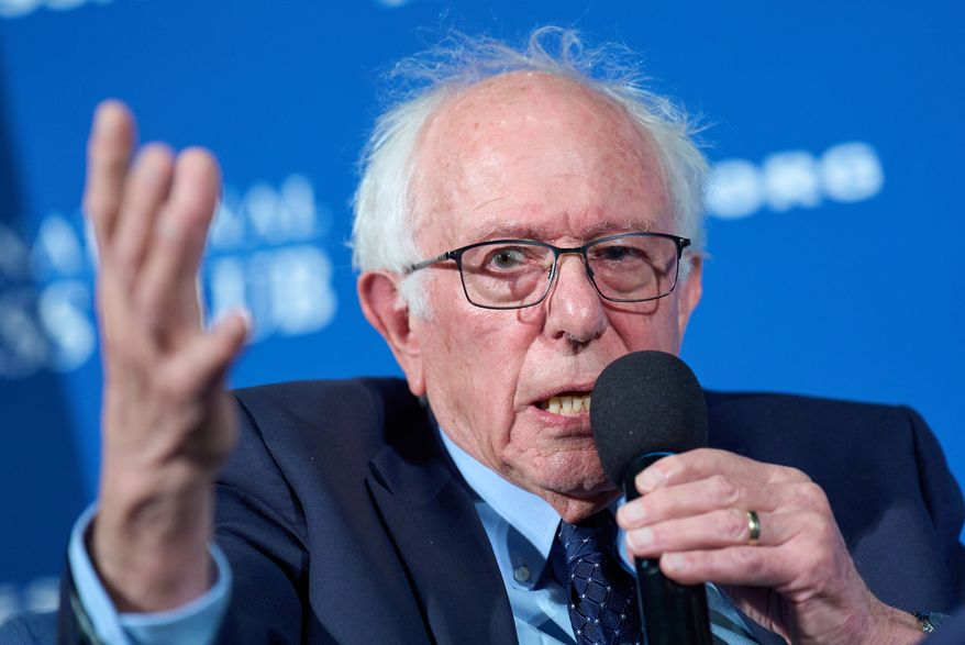 Sen. Bernie Sanders, I-Vt., speaks about topics including politics and artificial intelligence, Monday, June 8, 2026, at the National Press Club in Washington. (AP Photo/Jacquelyn Martin)