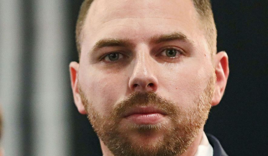 Pastor Jackson Lahmeyer's appears at the announcement of his run for the United States Senate, Tuesday, March 16, 2021 in Jenks, Okla. (Mike Simons/Tulsa World via AP, File)/Tulsa World via AP)