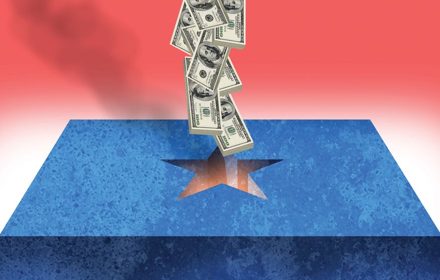 Somali fraud and U.S. national security illustration by Alexander Hunter/The Washington Times