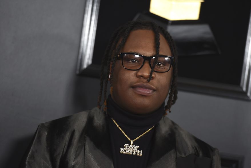Tay Keith arrives at the 61st annual Grammy Awards at the Staples Center on Sunday, Feb. 10, 2019, in Los Angeles. (Photo by Jordan Strauss/Invision/AP)
