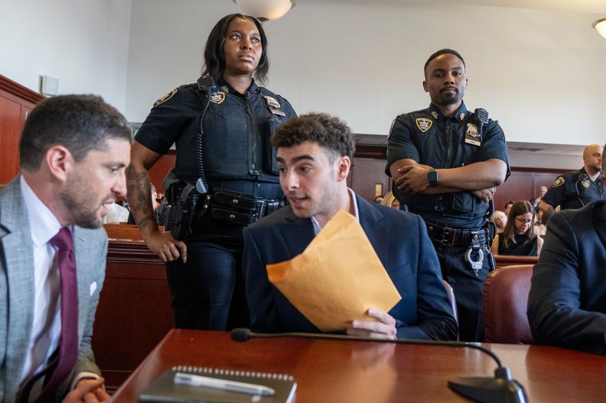 Luigi Mangione appears at a hearing in Manhattan Criminal Court in New York, Wednesday, June 17, 2026. (Steven Hirsch/New York Post via AP, Pool)