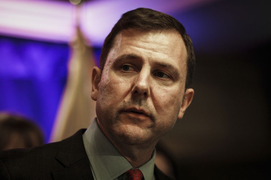Thomas Kean Jr., GOP candidate for New Jersey's 7th Congressional District, speaks at his election night party held in Basking Ridge N.J., Tuesday, Nov. 8, 2022. (AP Photo/Stefan Jeremiah)