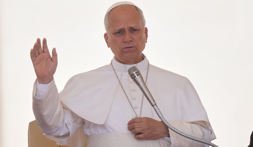 Pope Leo XIV holds his weekly general audience in St. Peter's Square, at the Vatican, Wednesday, June 17, 2026. (AP Photo/Andrew Medichini)