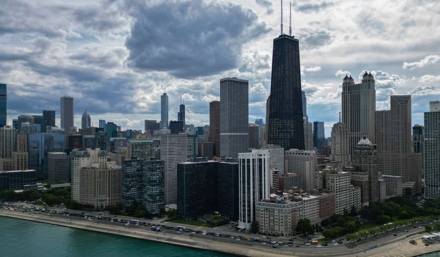 FILE - The Chicago city skyline is seen Aug. 27, 2025. (AP Photo/Erin Hooley, File)