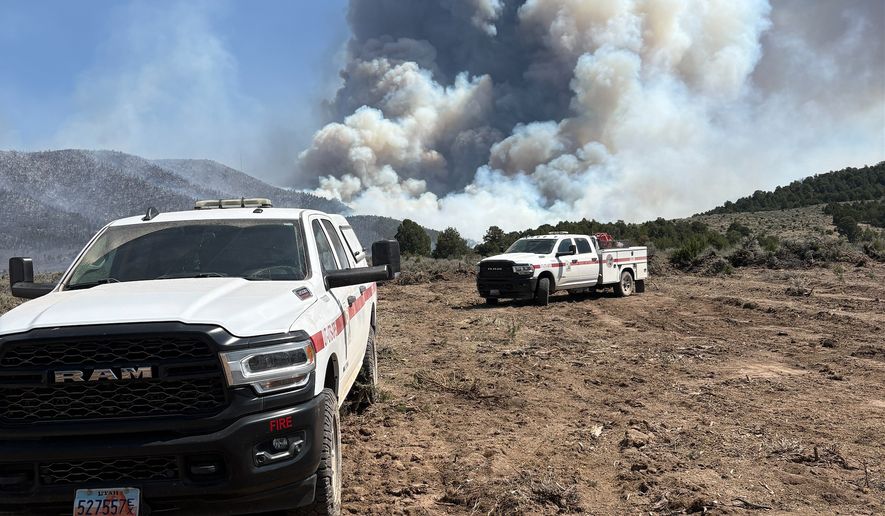 The Iron Fire burns outside near Eureka, Utah, Jun. 20, 2026. (Kelly Wickens/Utah Forestry, Fire State Lands via AP)