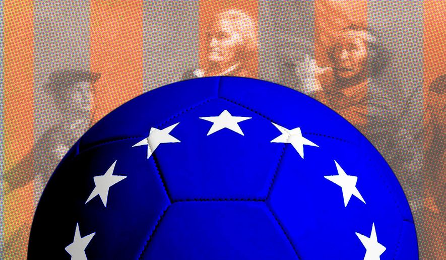 Team USA's World Cup uniform and Sons of Liberty illustration by Linas Garsys / The Washington Times