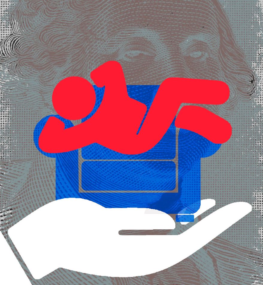 Welfare and loss of work ethic in the United States of America illustration by Linas Garsys / The Washington Times