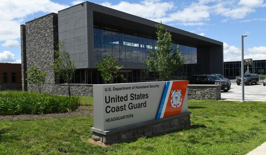 FILE - A view of the United States Coast Guard headquarters building in Washington, June 21, 2019. (AP Photo/Susan Walsh, File)