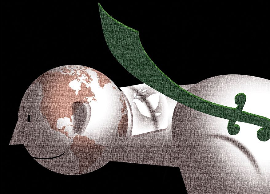 Iran peace deal with the United States of America illustration by Alexander Hunter/The Washington Times