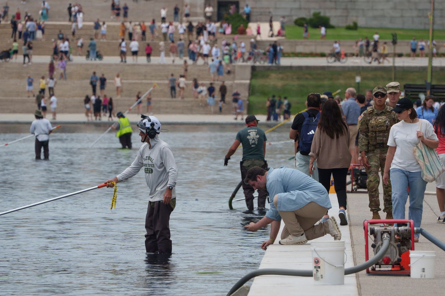 Trump faces pile-on from the left over reflecting pool fiasco