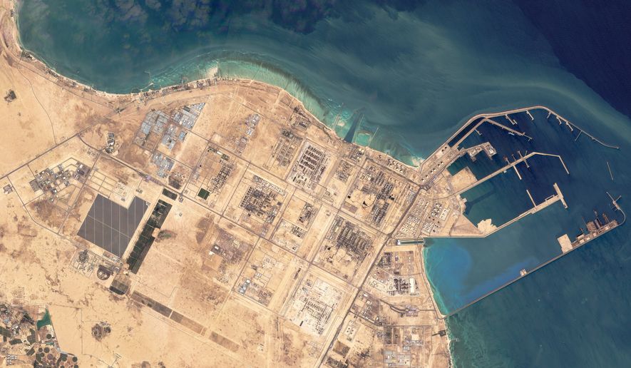 This satellite image from Planet Labs PBC shows the Ras Laffan industrial area in Qatar on March 6, 2026. (Planet Labs PBC via AP)