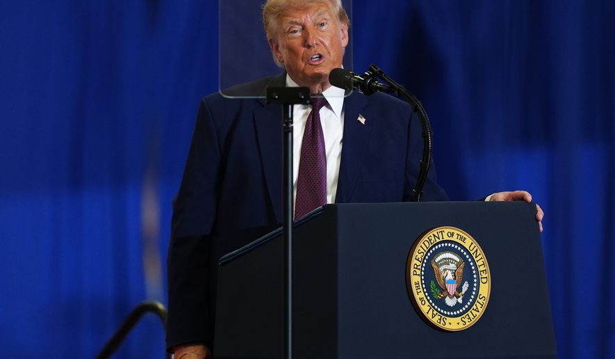President Donald Trump speaks at a Mack Trucks facility, Tuesday, June 23, 2026, in Macungie, Pa. (AP Photo/Julia Demaree Nikhinson)