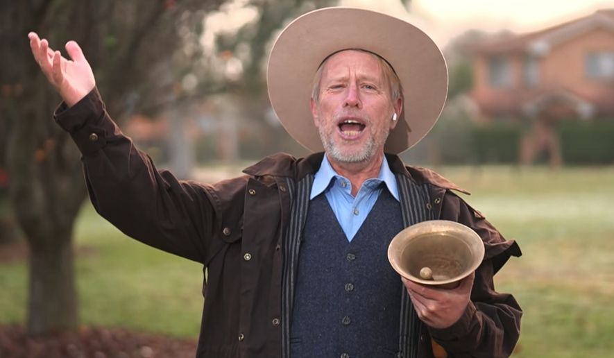 In this image taken from video, Joseph McGrail-Bateup demonstrates his loud voice in Canberra, Australia, Tuesday, June 23, 2026, after he was been recognized by Guinness World Records as the world's loudest person. (Australian Broadcasting Corp. via AP)