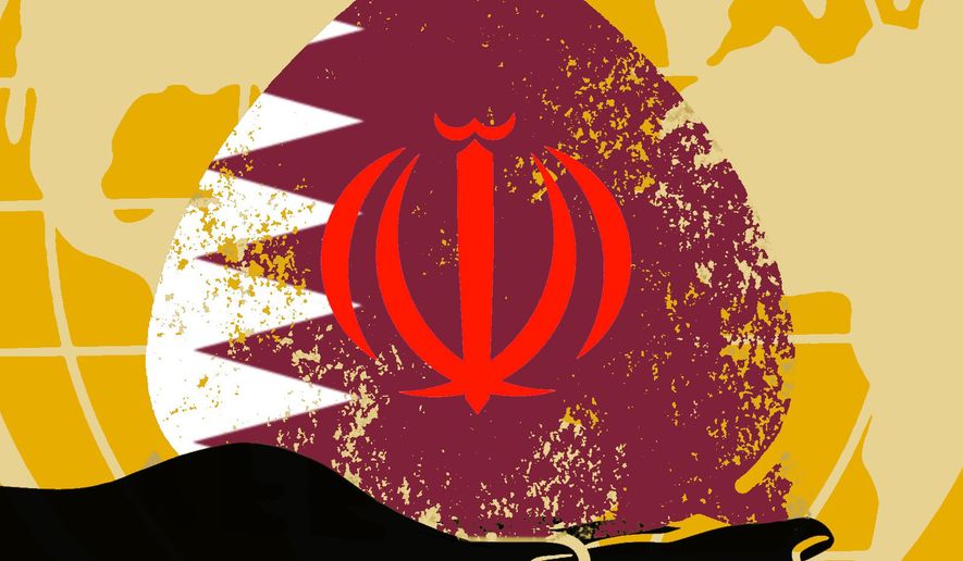 Qatar funding Iran illustration by Linas Garsys / The Washington Times