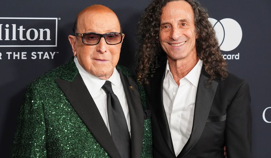Clive Davis, left, and Kenny G arrive at the Pre-Grammy Gala in Beverly Hills, Calif., on Jan. 31, 2026. (AP Photo/Chris Pizzello, File)