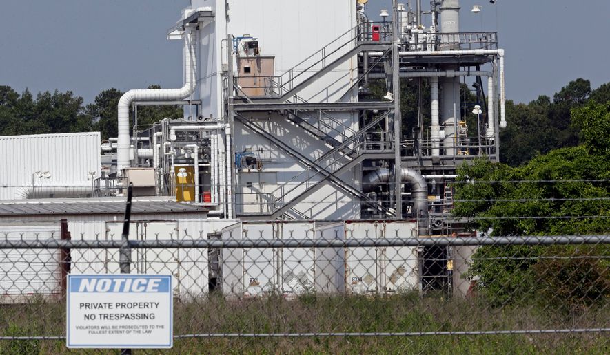 The Chemours Company's PPA facility at the Fayetteville Works plant near Fayetteville, N.C., June 15, 2018. (AP Photo/Gerry Broome, File)