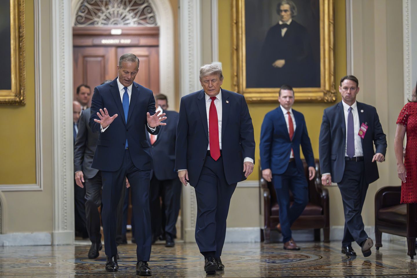Trump spars with GOP senators on Iran war powers, pushes SAVE America Act