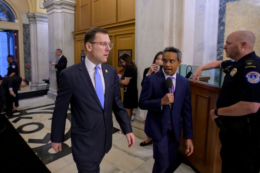 Rep. Tom Kean Jr., R-N.J., arrives for a vote at the Capitol, Tuesday, June 30, 2026, in Washington. (AP Photo/Rod Lamkey Jr.)