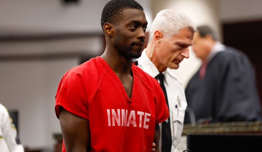 Terrion Arnold, a Detroit Lions cornerback, leaves during the conclusion of his pretrial detention hearing at the Hillsborough County Courthouse on Monday, June 29, 2026, in Tampa, Fla. (Jefferee Woo/Tampa Bay Times via AP)