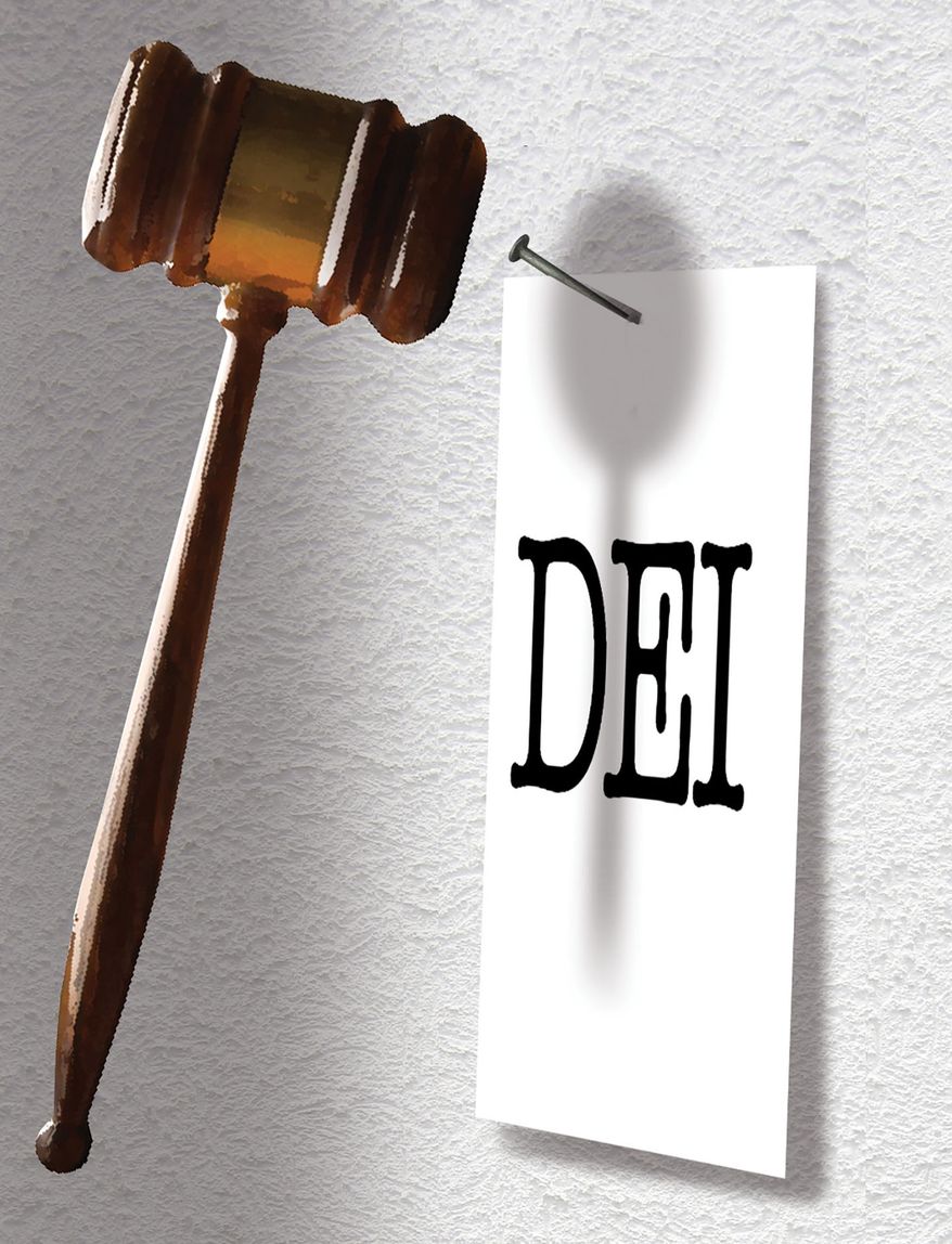 Judges endorsing diversity, equity and inclusion (DEI) illustration by Alexander Hunter/The Washington Times