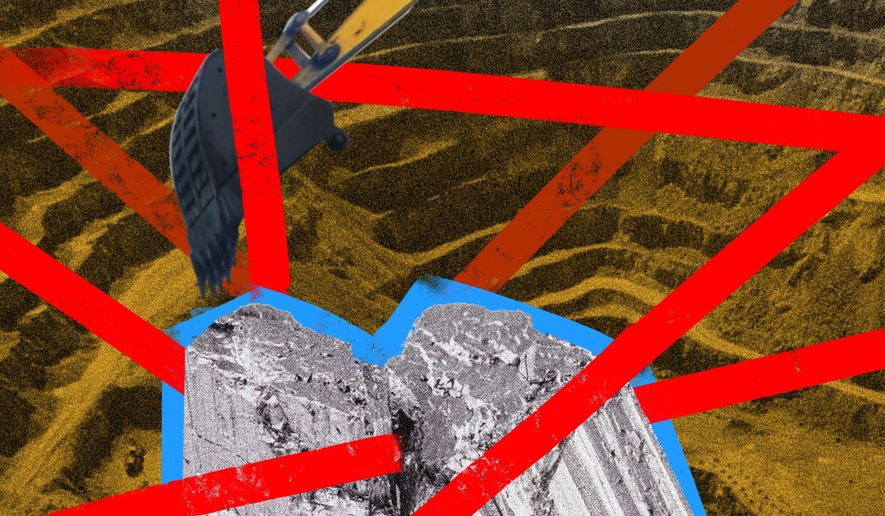 Mining critical rare earth minerals illustration by Linas Garsys / The Washington Times