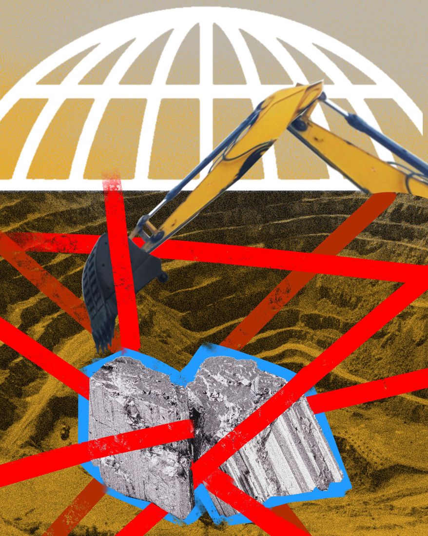 Mining critical rare earth minerals illustration by Linas Garsys / The Washington Times