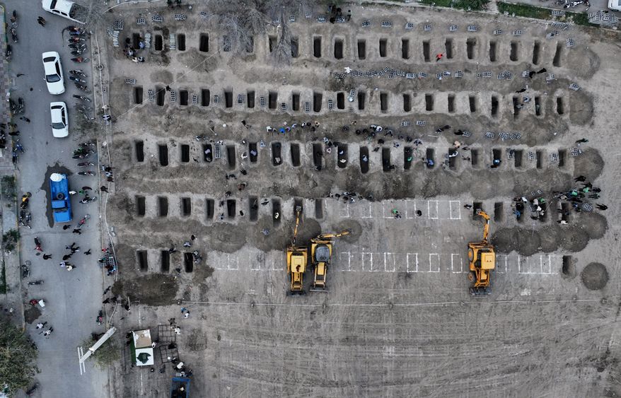 FILE.- This picture, released by the Iranian government's foreign media department and distributed by the AP without changes, shows graves being prepared for the victims, mostly children, of a strike Feb. 28 on a primary school in Minab, Iran, Monday, March 2, 2026. (Iranian Foreign Media Department via AP,File)