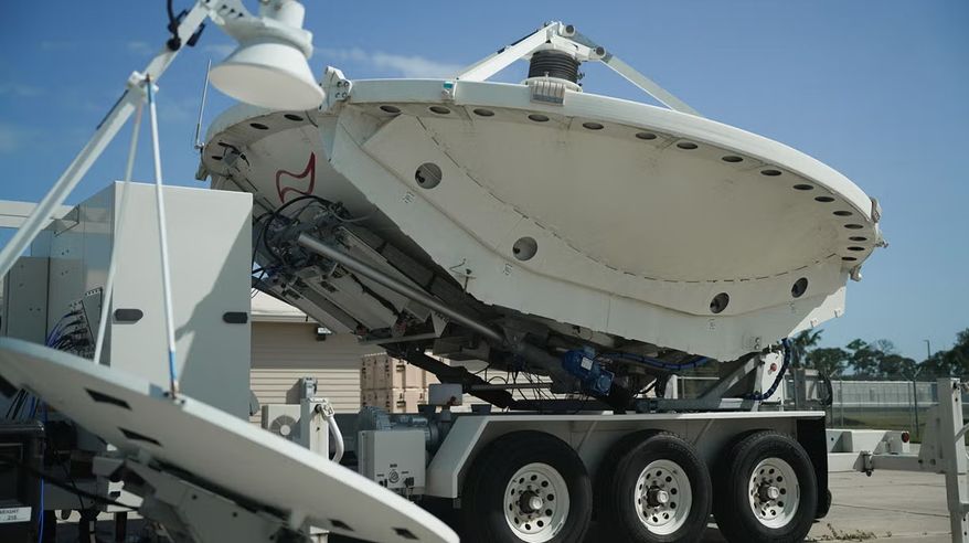 L3Harris Meadowlands Production UnitToggle credit The Meadowlands system, a compact and mobile version of the CCS, uses ground-based radio frequency units to disrupt satellite communications. (Courtesy of L3Harris)