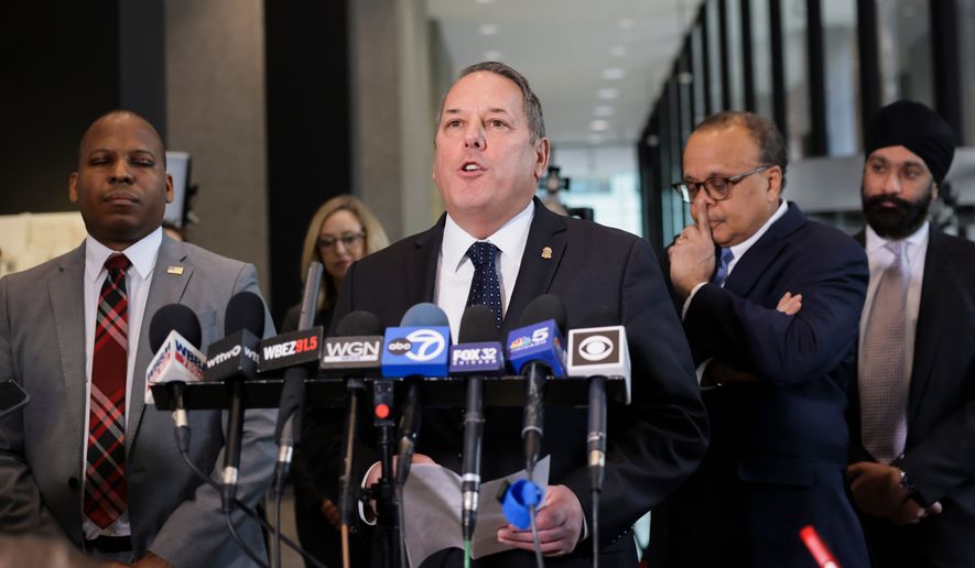 Douglas DePodesta, special agent in charge of the Chicago Field Office, speaks with reporters at the Dirksen Federal Courthouse in Chicago, Feb. 12, 2025. (Anthony Vazquez/Chicago Sun-Times via AP, File)