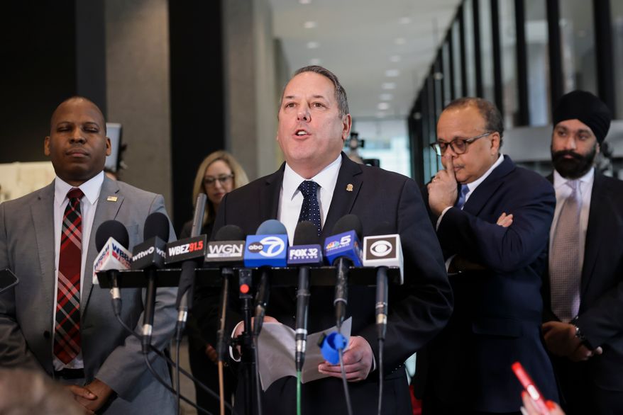 Douglas DePodesta, special agent in charge of the Chicago Field Office, speaks with reporters at the Dirksen Federal Courthouse in Chicago, Feb. 12, 2025. (Anthony Vazquez/Chicago Sun-Times via AP, File)