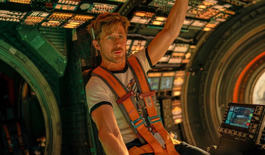 This image released by Amazon MGM Studios shows Ryan Gosling in a scene from "Project Hail Mary." (Jonathan Olley/Amazon MGM Studios via AP)