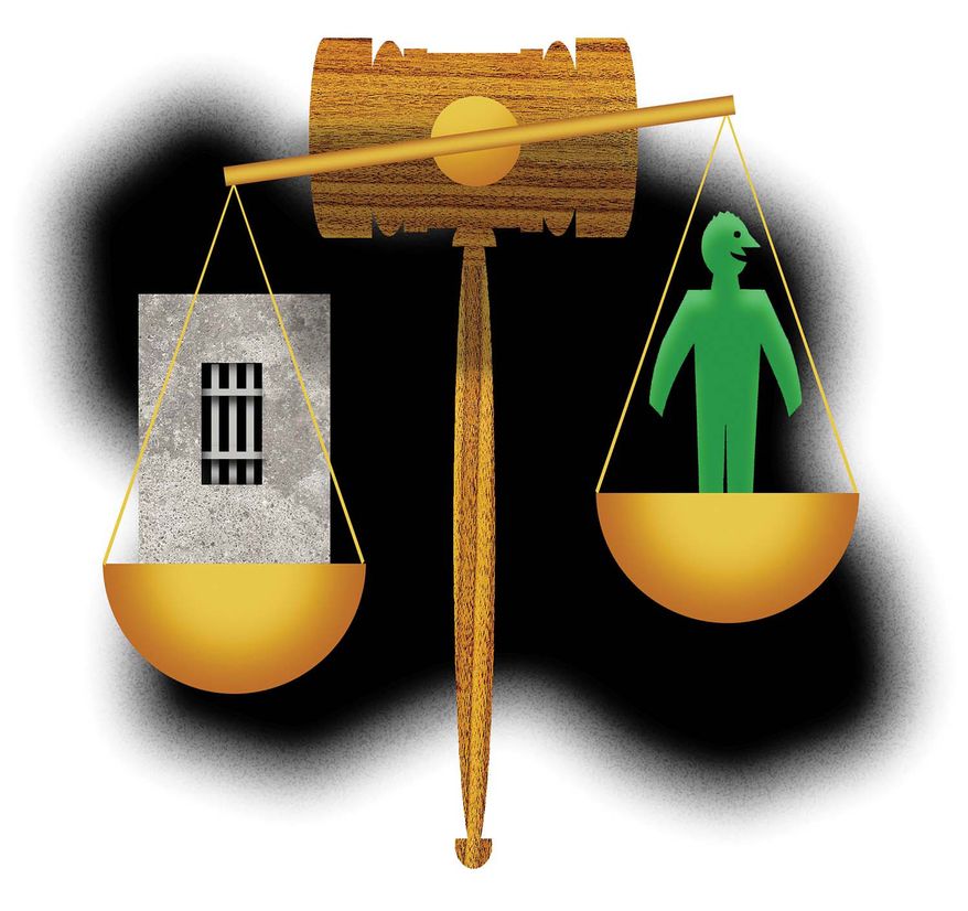Low-intensity supervision of rehabilitated criminal offenders by judges and the courts illustration by Alexander Hunter/The Washington Times