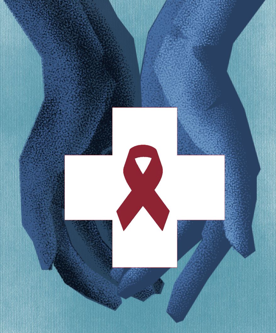 Protecting cancer patients and illustration by Linas Garsys / The Washington Times