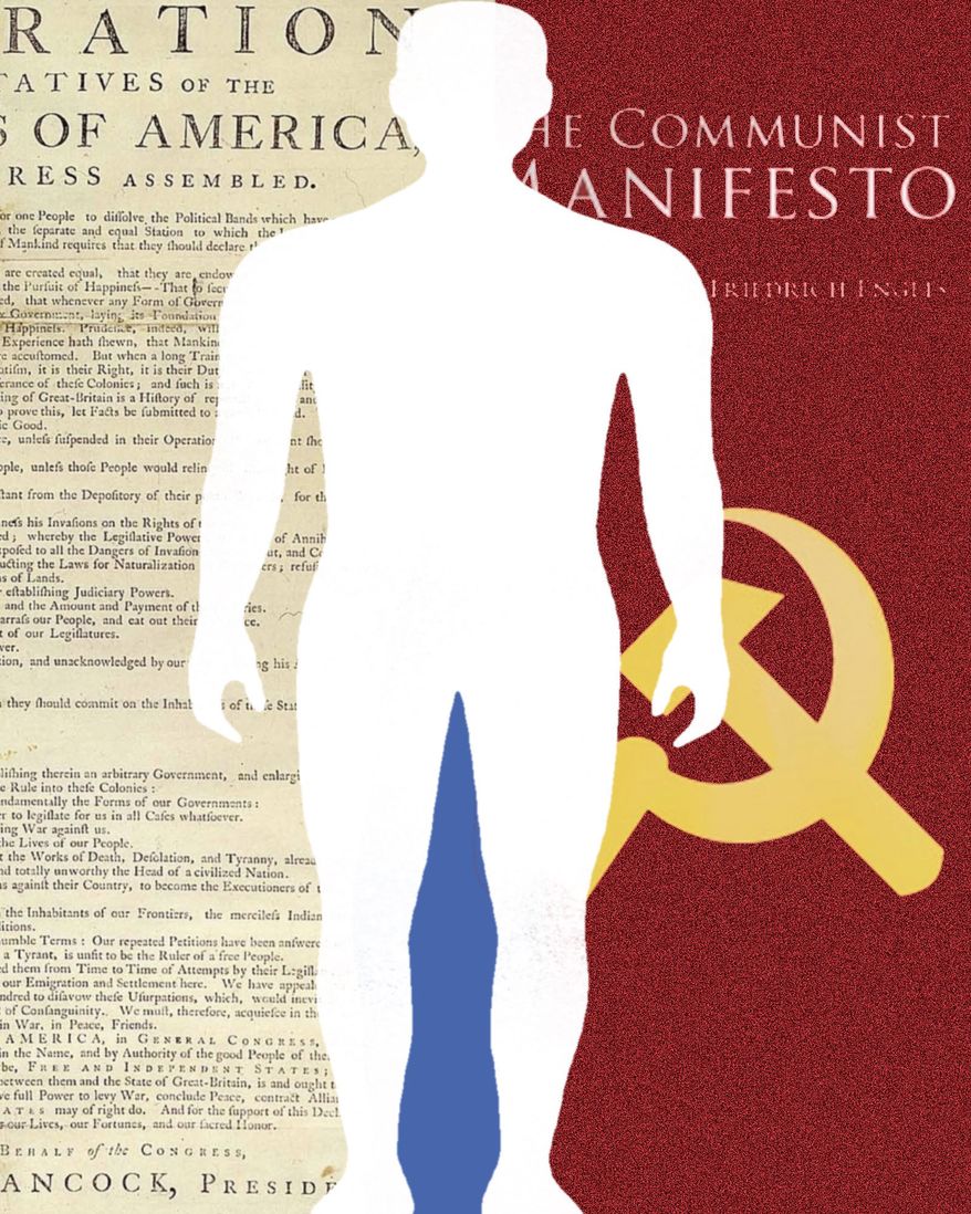 Democracy versus communism illustration by Linas Garsys / The Washington Times