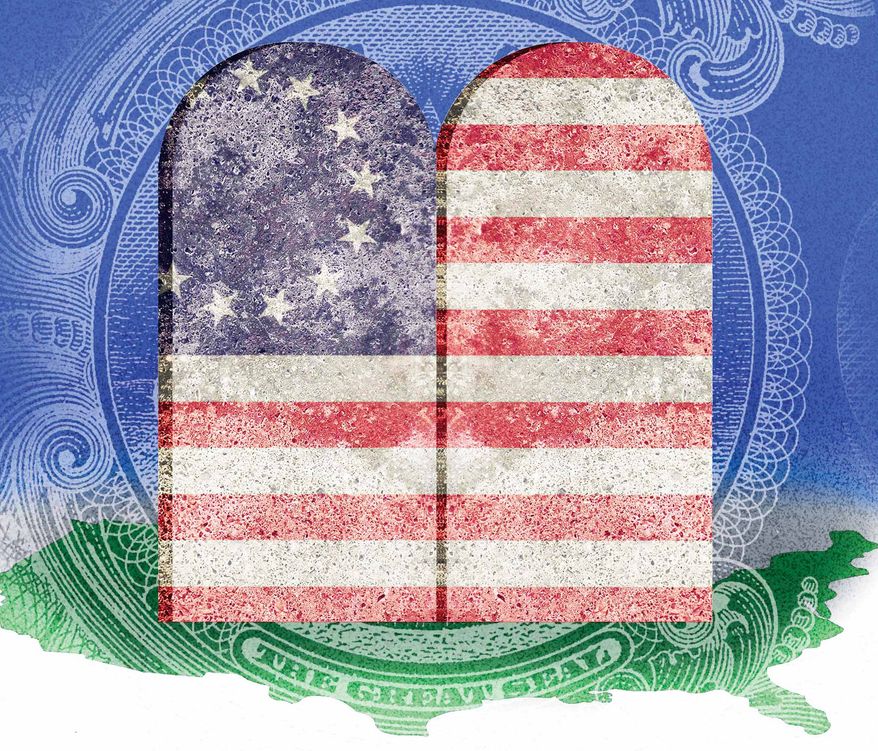 Jews and the United States of America illustration by Alexander Hunter/The Washington Times
