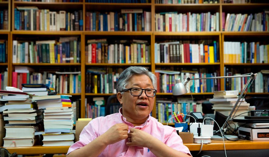 Pastor Ezra Jin Mingri speaks during an interview at the Zion Church in Beijing, China, on Wednesday, Aug. 1, 2018. (AP Photo/Ng Han Guan) **FILE**