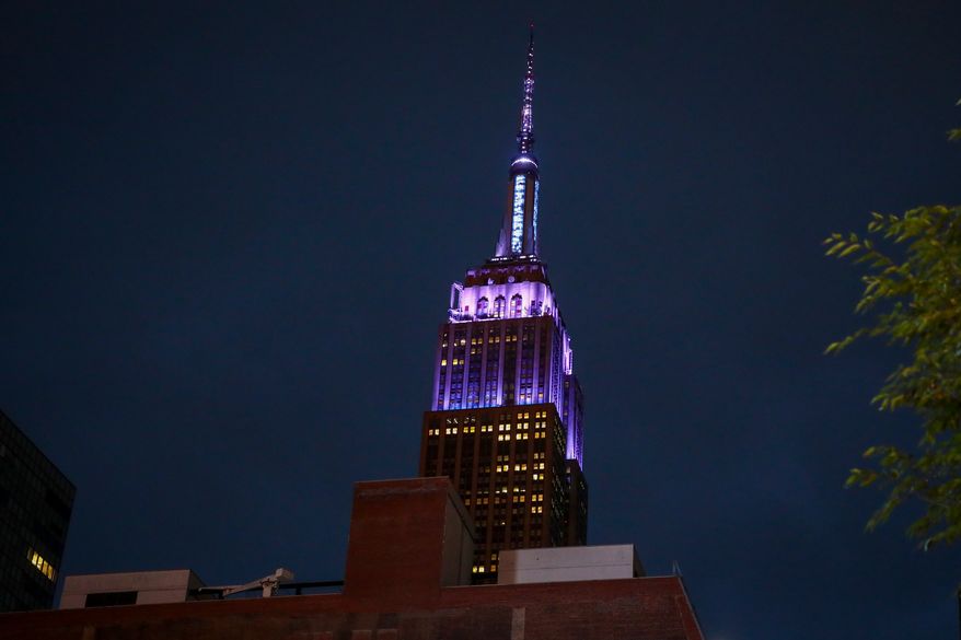 The Empire State Building is viewed across from Madison Square Garden on Friday, July 3, 2026, in New York. (Photo by Andy Kropa/Invision/AP)