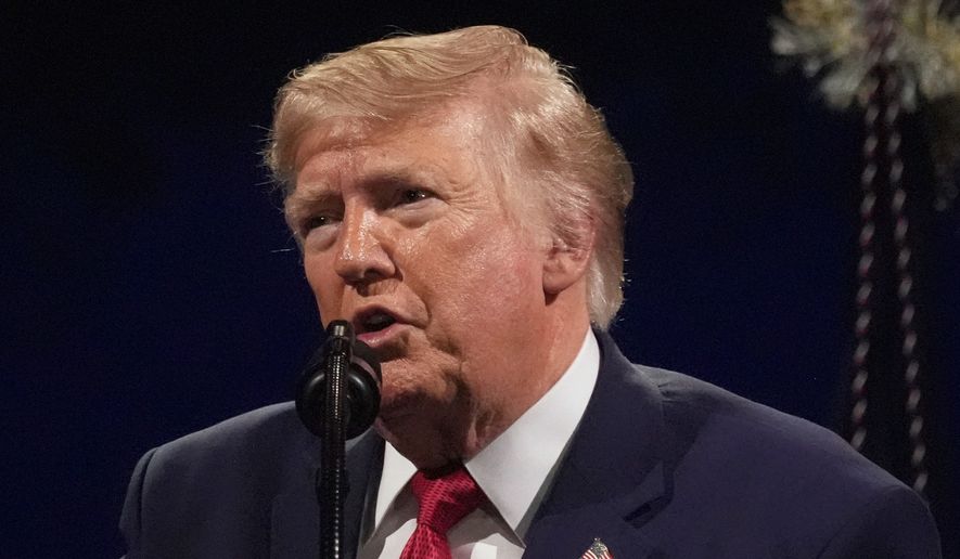 President Donald Trump speaks during Salute to America, an Independence Day event honoring the nation's 250th anniversary, Saturday, July 4, 2026, on the National Mall in Washington. (AP Photo/Mark Schiefelbein)
