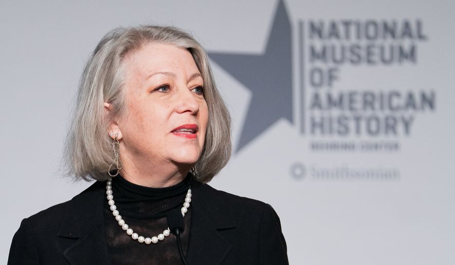 Anthea Hartig, director of the Smithsonian's National Museum of American History, speaks at an event, Feb. 20, 2026, in Washington. (AP Photo/Allison Robbert, File)