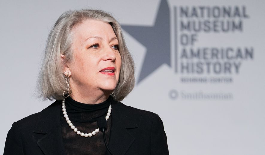 Anthea Hartig, director of the Smithsonian's National Museum of American History, speaks at an event, Feb. 20, 2026, in Washington. (AP Photo/Allison Robbert, File)