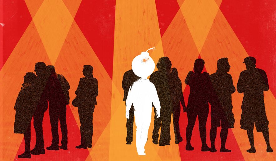 Iran's hybrid warfare and exploiting digital technology to spy illustration by Linas Garsys / The Washington Times