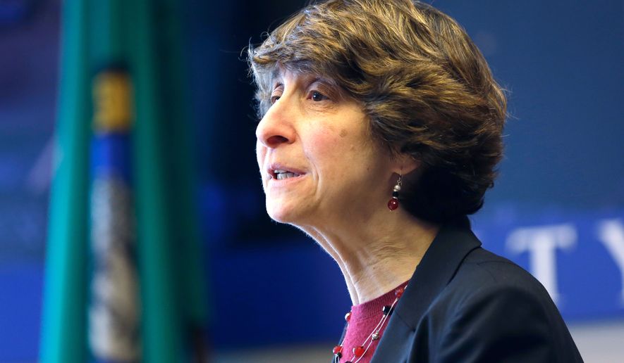 FILE - Jocelyn Samuels speaks in Seattle, Feb. 4, 2014. (AP Photo/Elaine Thompson, File)