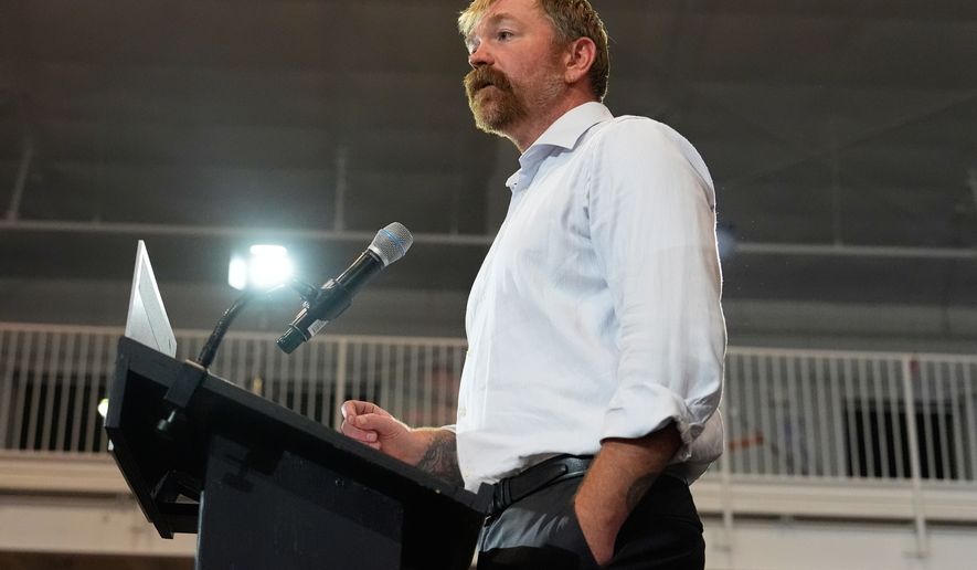 Democratic U.S. Senate candidate Graham Platner speaks during a primary election night watch party after winning the Democratic nomination Tuesday, June 9, 2026, in Blue Hill, Maine. (AP Photo/Robert F. Bukaty)