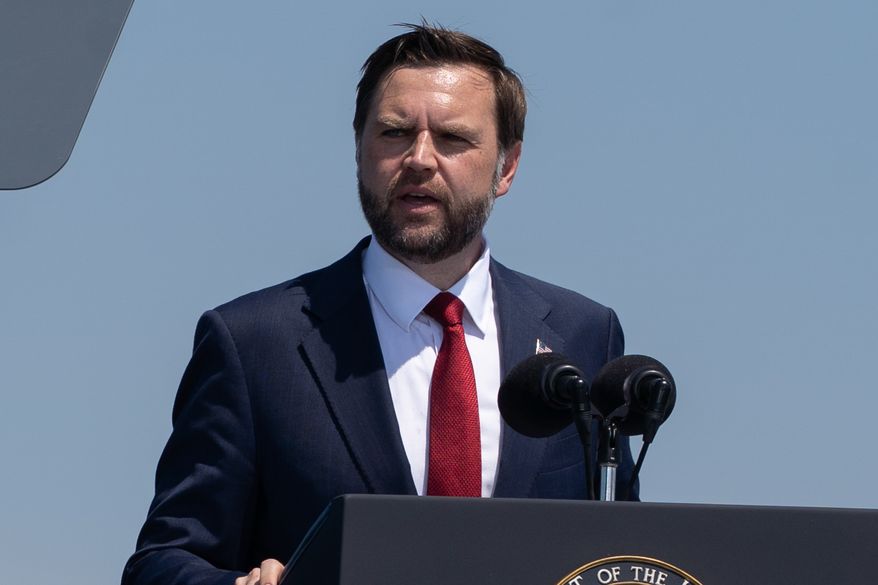 Vice President J.D. Vance speaks during the International Naval Review aboard the USS Kearsarge in New York Harbor during celebrations marking the 250th anniversary of the United States on Saturday, July 4, 2026. (Madison Swart/The New York Times via AP, Pool) **FILE**