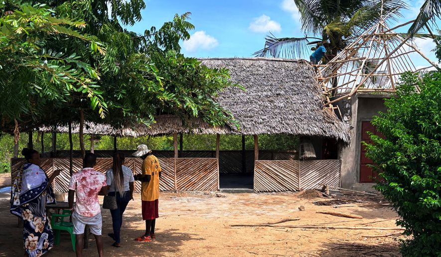 An unfinished restaurant under construction by a women's group led by Nuru Mohammed is seen in Sabaki, Malindi, Kenya, on June 15, 2026. (AP Photo/Allan Olingo)
