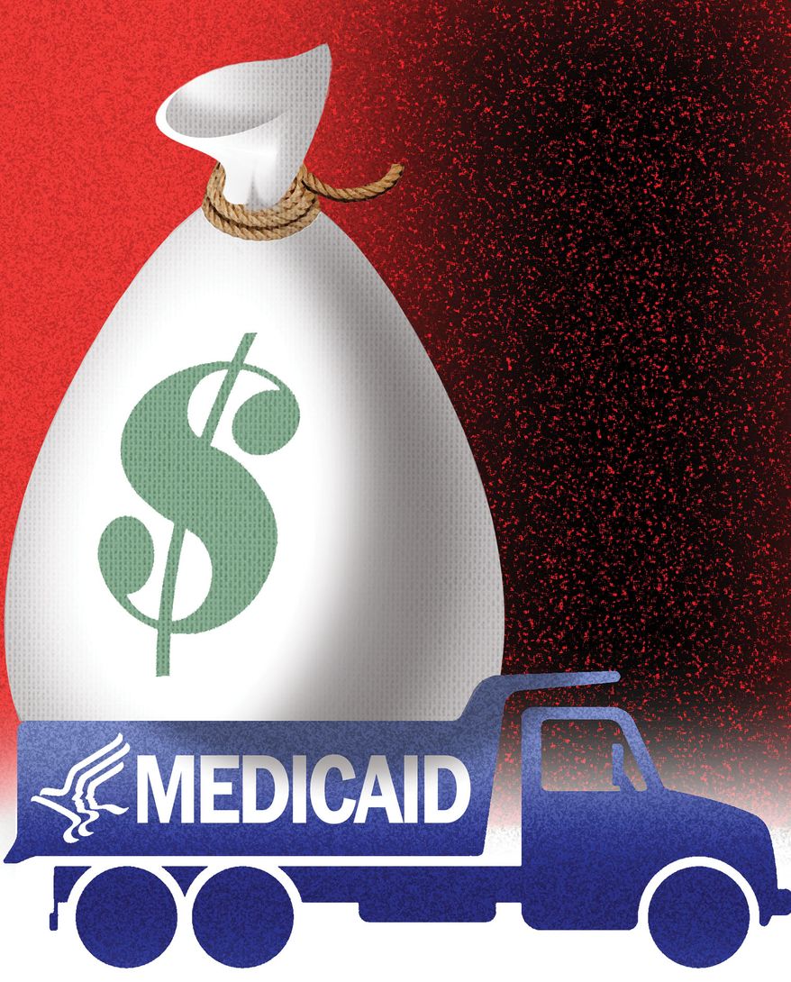 Medicaid fraud and abuse illustration by Alexander Hunter/The Washington Times